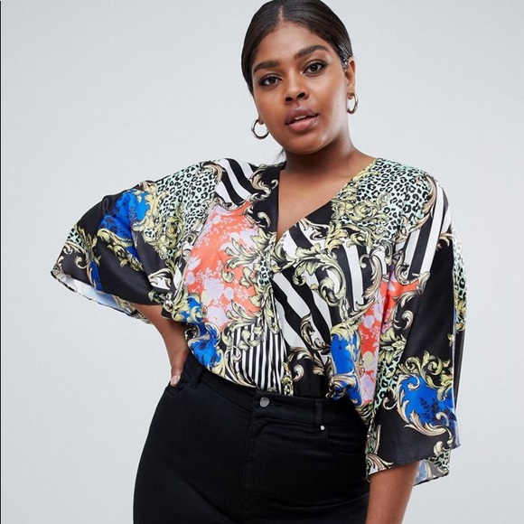ASOS Curve Tops - ASOS Curve Bold Patterned Bodysuit